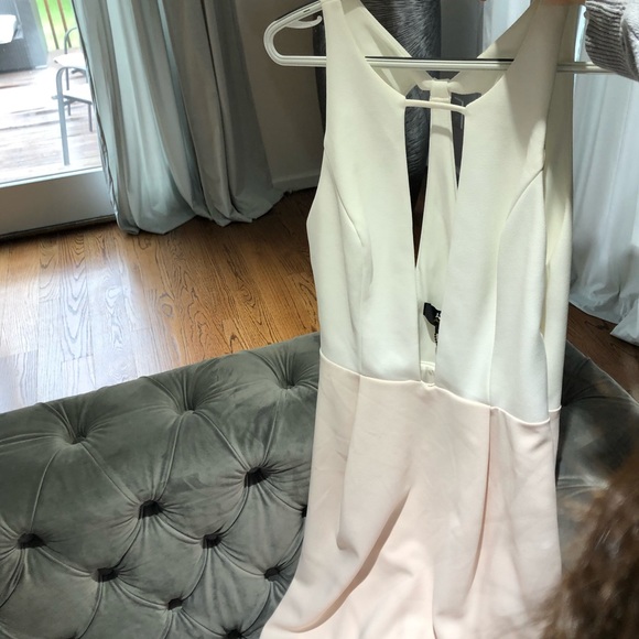 ABS Allen Schwartz Pink & Ivory Colorblick Gown - Picture 4 of 8